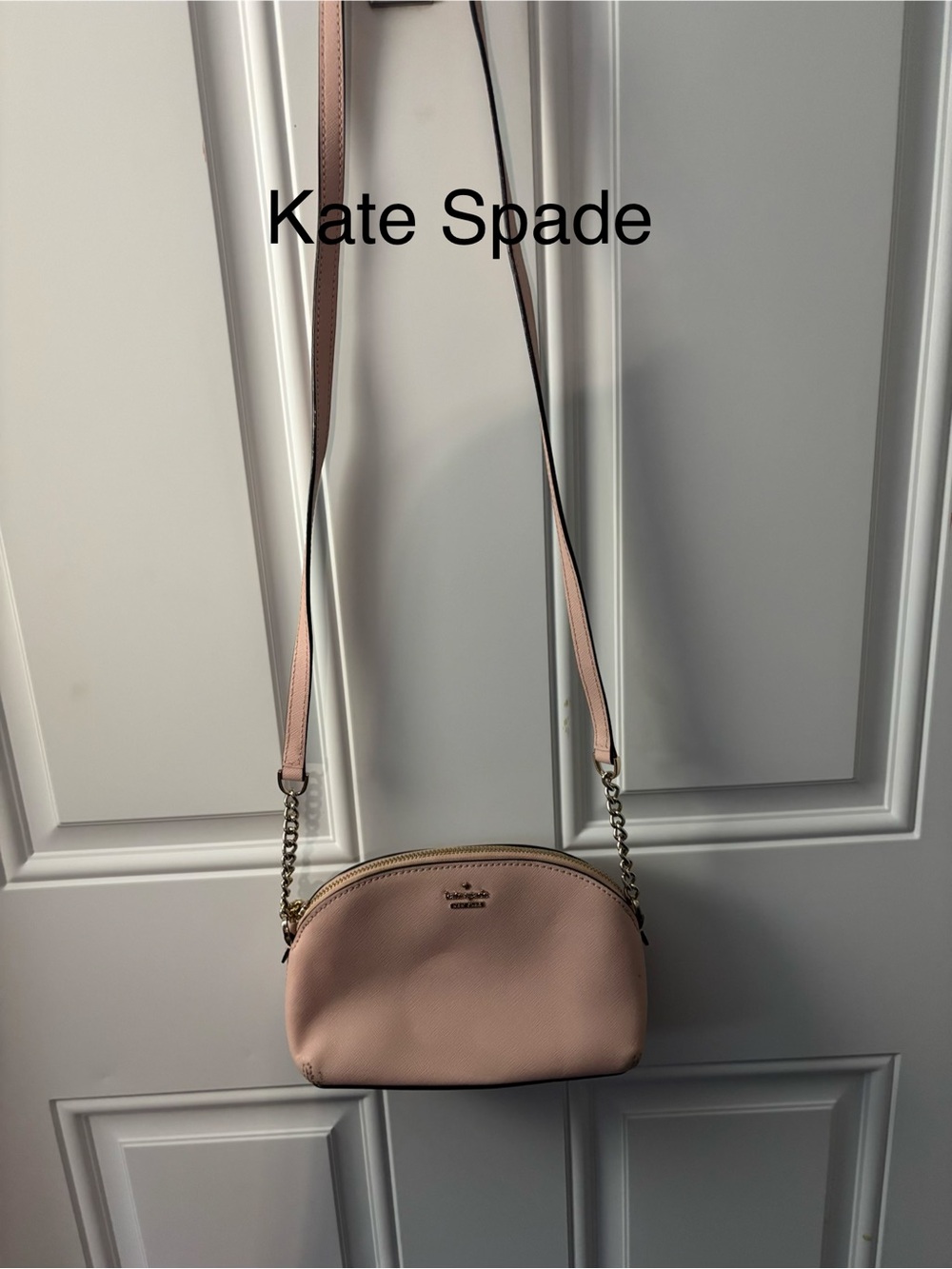 kate spade Blush Pink Leather Dome Crossbody with Chain Strap